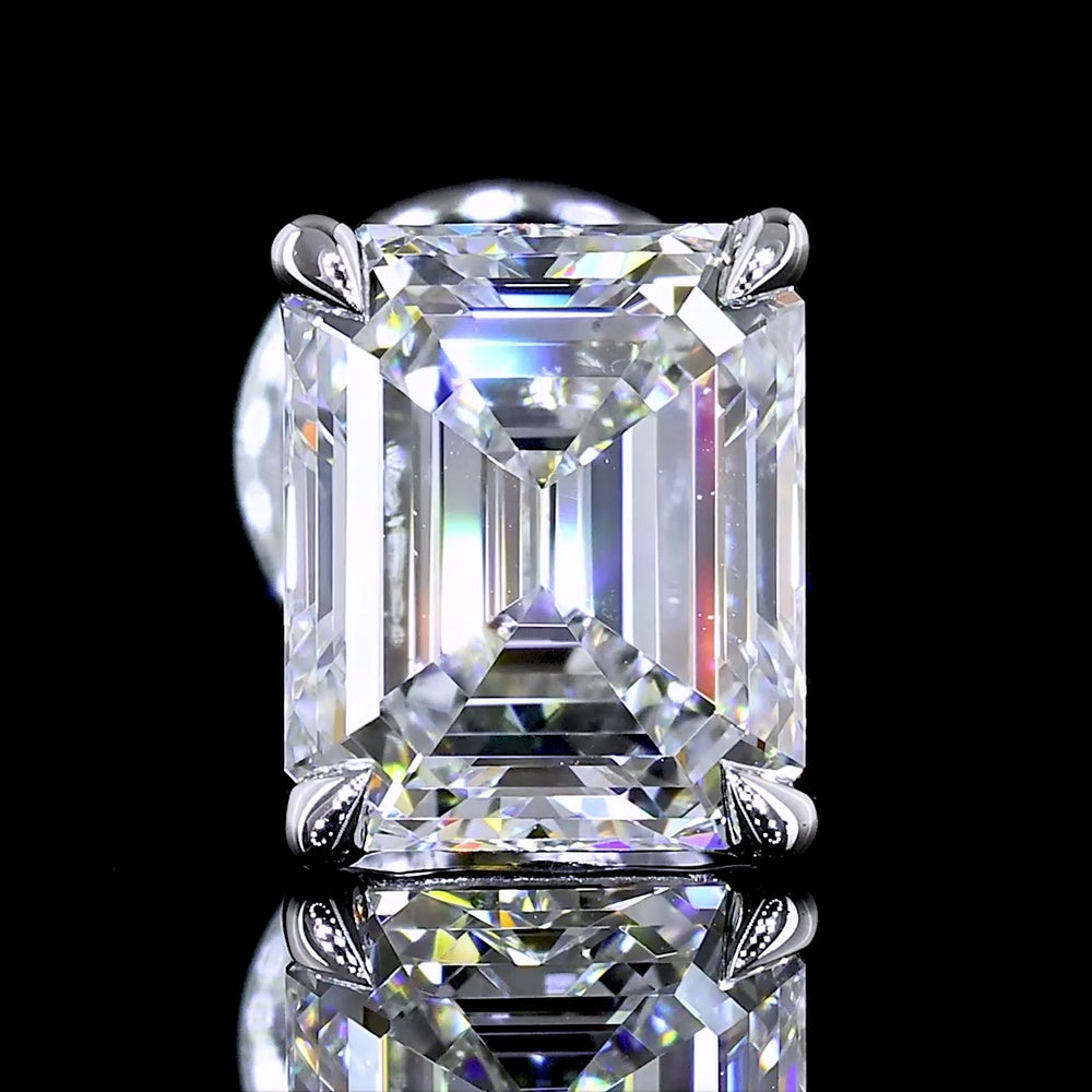 14K White Gold Emerald-Cut Lab Diamond Stud Earrings with North-South Prong Setting - 1.81 Carat Total Weight (E Color, VVS2 Clarity) - Covaloro Fine Jewelry