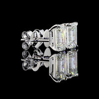 14K White Gold Emerald Cut Lab Diamond Stud Earrings with North-South Prong Setting - 2.52 Carat Total Weight, E-F Color, VVS2 Clarity - Covaloro Fine Jewelry