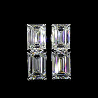 14K White Gold Emerald Cut Lab Diamond Stud Earrings with North-South Prong Setting - 2.52 Carat Total Weight, E-F Color, VVS2 Clarity - Covaloro Fine Jewelry