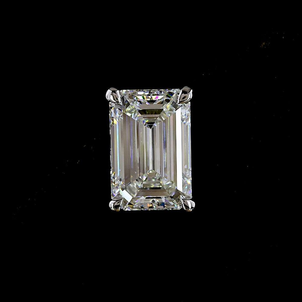14K White Gold Emerald Cut Lab Diamond Stud Earrings with North-South Prong Setting - 5.39 Carats Total Diamond Weight - Covaloro Fine Jewelry
