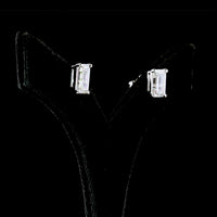 14K White Gold Emerald Cut Lab Diamond Stud Earrings with North-South Prong Setting - 5.39 Carats Total Diamond Weight - Covaloro Fine Jewelry