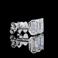 14K White Gold Emerald Cut Lab Diamond Stud Earrings with Prong Setting - 2.09 Carat Total Diamond Weight (E-F Color, VVS2 Clarity) - Covaloro Fine Jewelry