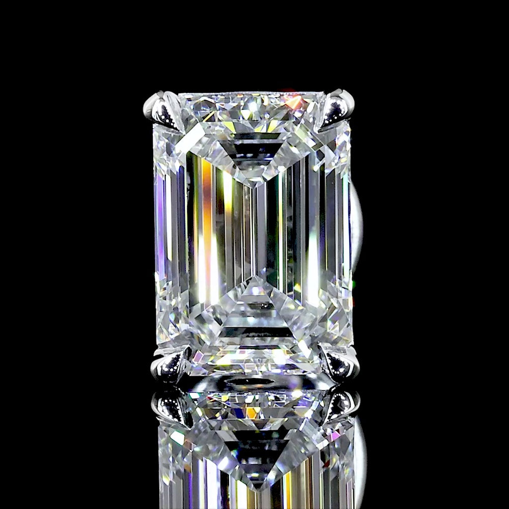 14K White Gold Emerald Cut Lab Diamond Stud Earrings with Prong Setting - 2.09 Carat Total Diamond Weight (E-F Color, VVS2 Clarity) - Covaloro Fine Jewelry