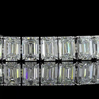 14K White Gold Emerald Cut Lab Diamond Tennis Bracelet - 38 Stones 17.63 Carat Total Weight E-F VS Clarity - Covaloro Fine Jewelry