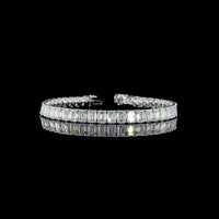 14K White Gold Emerald Cut Lab Diamond Tennis Bracelet - 44 Stones, 21.47 Carat Total Weight, E-F Color VS Clarity, North-South Prong Setting - Covaloro Fine Jewelry
