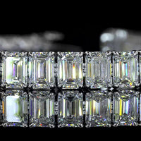 14K White Gold Emerald Cut Lab Diamond Tennis Bracelet - 44 Stones, 21.47 Carat Total Weight, E-F Color VS Clarity, North-South Prong Setting - Covaloro Fine Jewelry