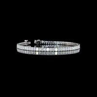 14K White Gold Emerald Cut Lab Diamond Tennis Bracelet - 6.91 Carat Total Weight, 72 Stones with E-F Color and VS Clarity - Covaloro Fine Jewelry
