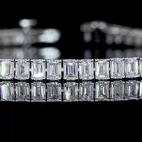 14K White Gold Emerald Cut Lab Diamond Tennis Bracelet - 6.91 Carat Total Weight, 72 Stones with E-F Color and VS Clarity - Covaloro Fine Jewelry