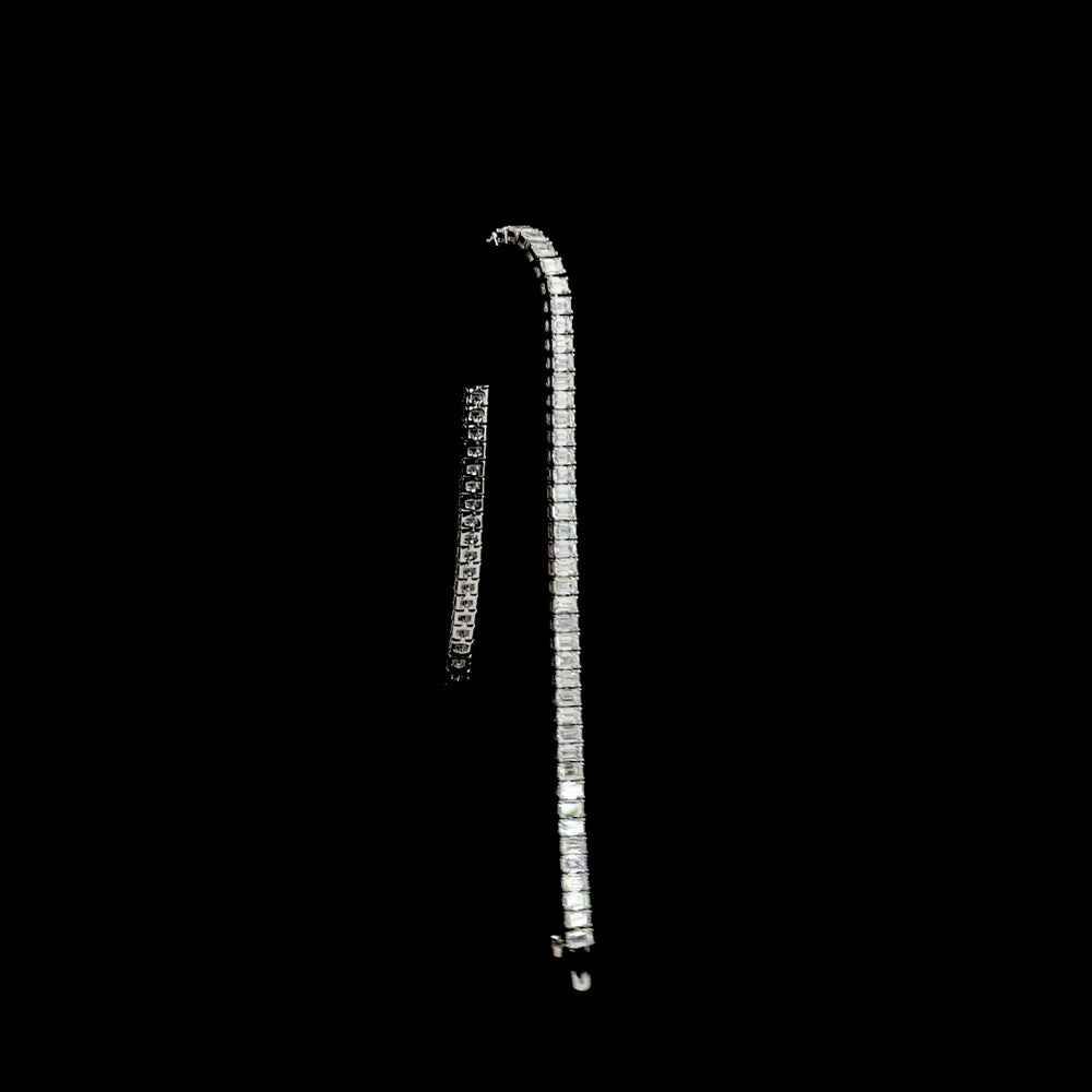 14K White Gold Emerald Cut Lab Diamond Tennis Bracelet - 6.91 Carat Total Weight, 72 Stones with E-F Color and VS Clarity - Covaloro Fine Jewelry