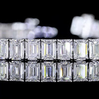 14K White Gold Emerald Cut Lab Diamond Tennis Bracelet - 61 Stones, 10.63 Total Carat Weight, E-F Color, VS Clarity - Covaloro Fine Jewelry