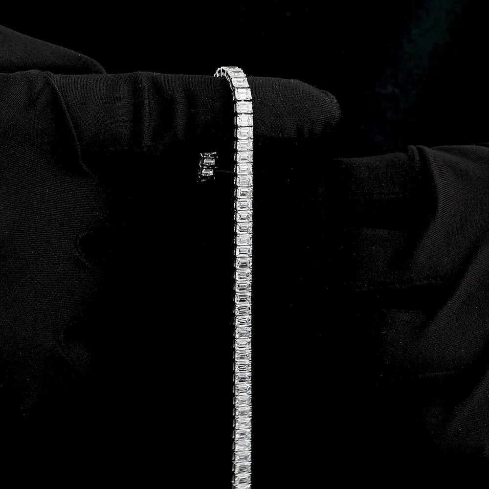 14K White Gold Emerald Cut Lab Diamond Tennis Bracelet - 61 Stones, 10.63 Total Carat Weight, E-F Color, VS Clarity - Covaloro Fine Jewelry