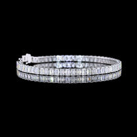 14K White Gold Emerald Cut Lab Diamond Tennis Bracelet - 9.38 Carat Total Weight with E-F VS Clarity Diamonds (Total Diamond Weight 18.76 Carats Including Setting) - Covaloro Fine Jewelry