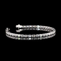 14K White Gold Emerald Cut Lab Diamond Tennis Bracelet with East-West Bezel Setting - 4.21 Carat Total Weight, 40 Stones - Covaloro Fine Jewelry