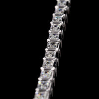 14K White Gold Emerald Cut Lab Diamond Tennis Bracelet with East-West Bezel Setting - 4.21 Carat Total Weight, 40 Stones - Covaloro Fine Jewelry