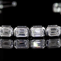 14K White Gold Emerald Cut Lab Diamond Tennis Bracelet with East-West Bezel Setting - 4.21 Carat Total Weight, 40 Stones - Covaloro Fine Jewelry