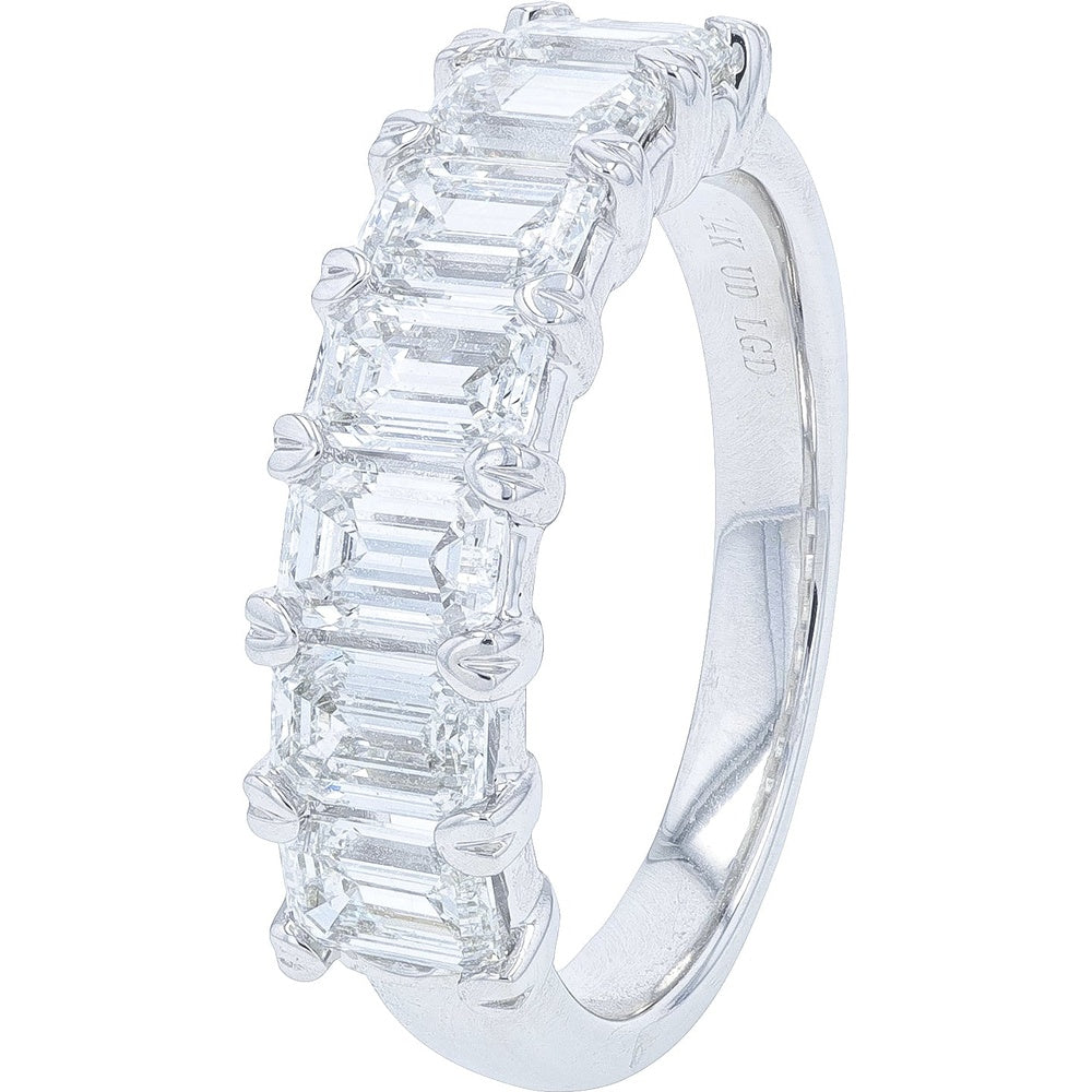 14K White Gold Emerald-Cut Lab Grown Diamond Band - 2.31 Carat Total Diamond Weight