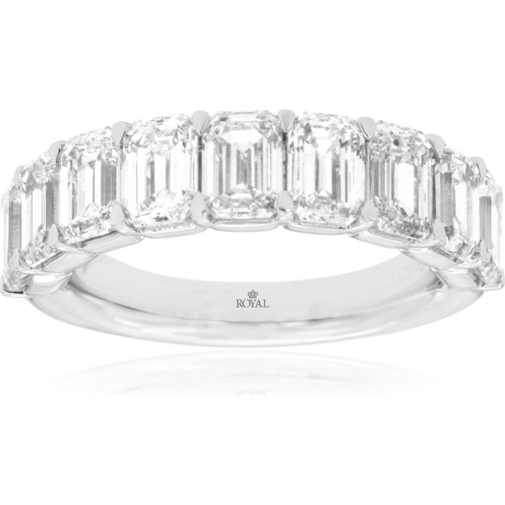 14K White Gold Emerald Cut Lab Grown Diamond Band - 4.60 Carat Total Diamond Weight - Royal Jewelry