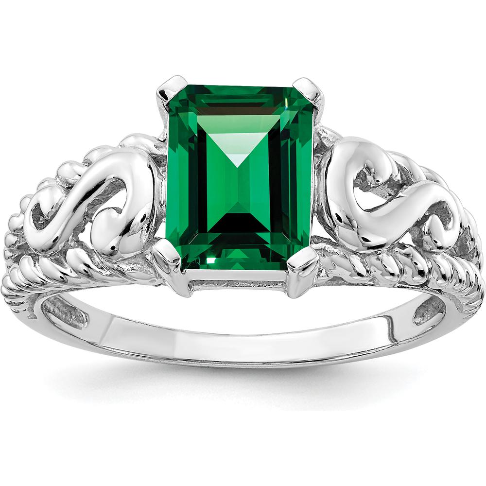 14K White Gold Emerald-Cut Mount St. Helens Helenite Ring - 1.5 Carat Total Gemstone Weight by Monteluci Fine Jewelry