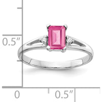 14K White Gold Emerald Cut Pink Tourmaline & Diamond Ring - 0.55 Carat Pink Tourmaline, 0.024 Carat Total Diamond Weight by Monteluci Fine Jewelry