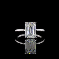 14K White Gold Emerald Cut Solitaire Engagement Ring with 3.19 Carat Lab-Grown Diamond - E VVS2 IGI Certified - Covaloro Fine Jewelry