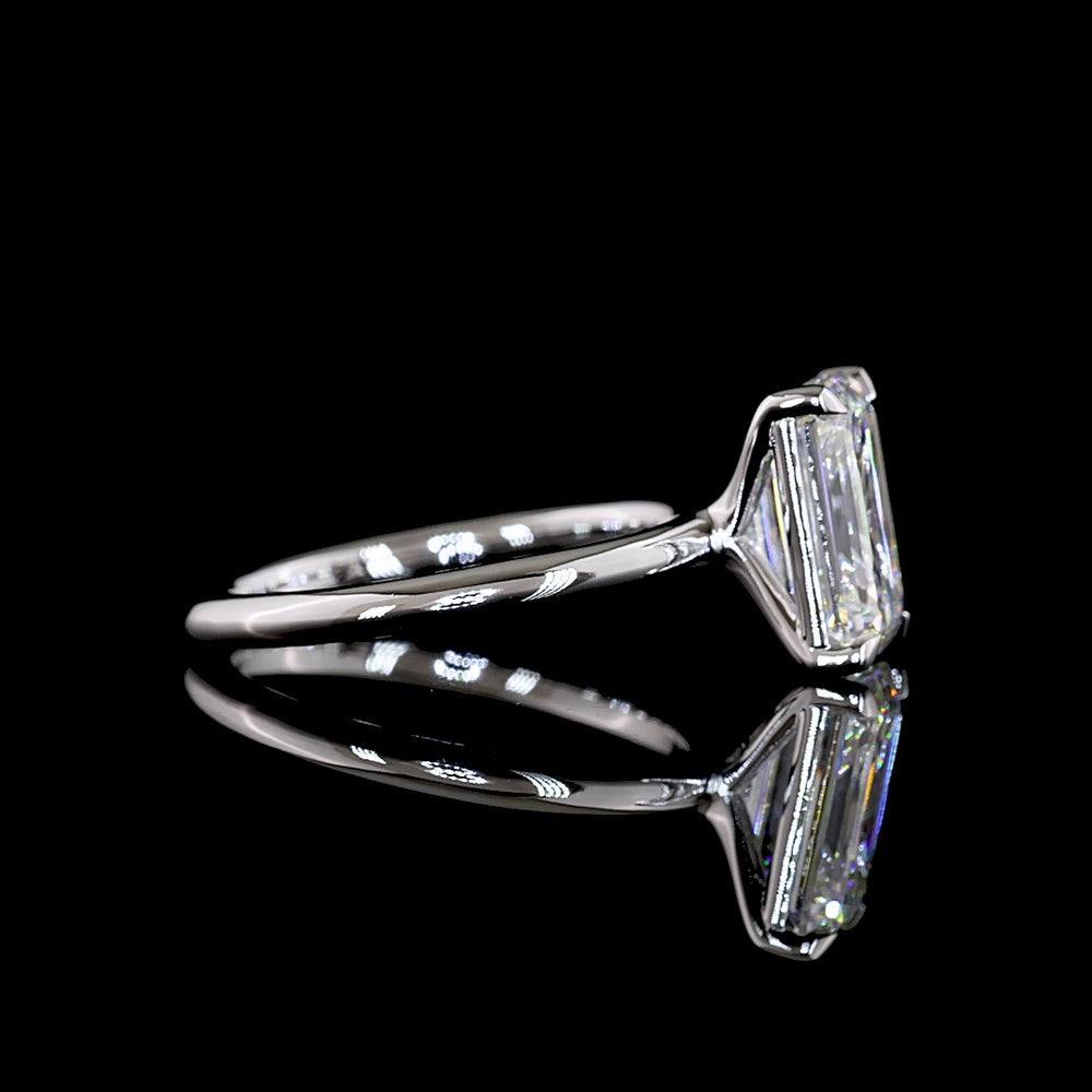 14K White Gold Emerald Cut Solitaire Engagement Ring with 3.19 Carat Lab-Grown Diamond - E VVS2 IGI Certified - Covaloro Fine Jewelry
