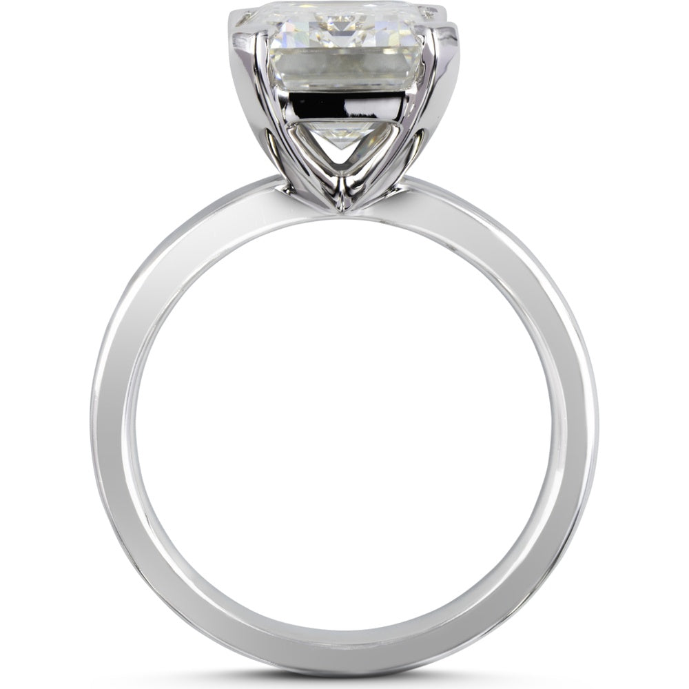 14K White Gold Emerald Cut Solitaire Engagement Ring with 5.04 Carat Lab Grown Diamond - GIA Certified E-F VS1 - Covaloro Fine Jewelry