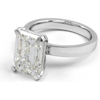 14K White Gold Emerald Cut Solitaire Engagement Ring with 5.04 Carat Lab Grown Diamond - GIA Certified E-F VS1 - Covaloro Fine Jewelry