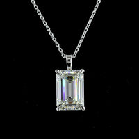 14K White Gold Emerald Cut Solitaire Pendant with 3.92 Carat Lab Grown Diamond - G VS1 IGI Certified - Covaloro Fine Jewelry