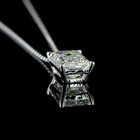 14K White Gold Emerald Cut Solitaire Pendant with 3.92 Carat Lab Grown Diamond - G VS1 IGI Certified - Covaloro Fine Jewelry
