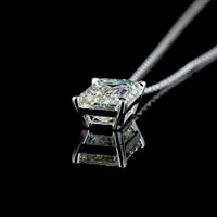 14K White Gold Emerald Cut Solitaire Pendant with 3.92 Carat Lab Grown Diamond - G VS1 IGI Certified - Covaloro Fine Jewelry