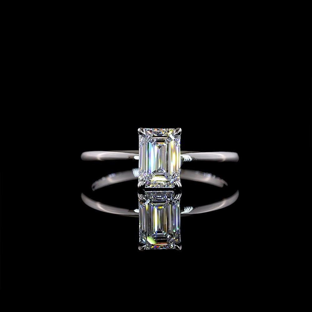 14K White Gold Emerald Cut Solitaire Ring with 1.04 Carat Lab Grown D VS1 Diamond - IGI Certified - Covaloro Fine Jewelry