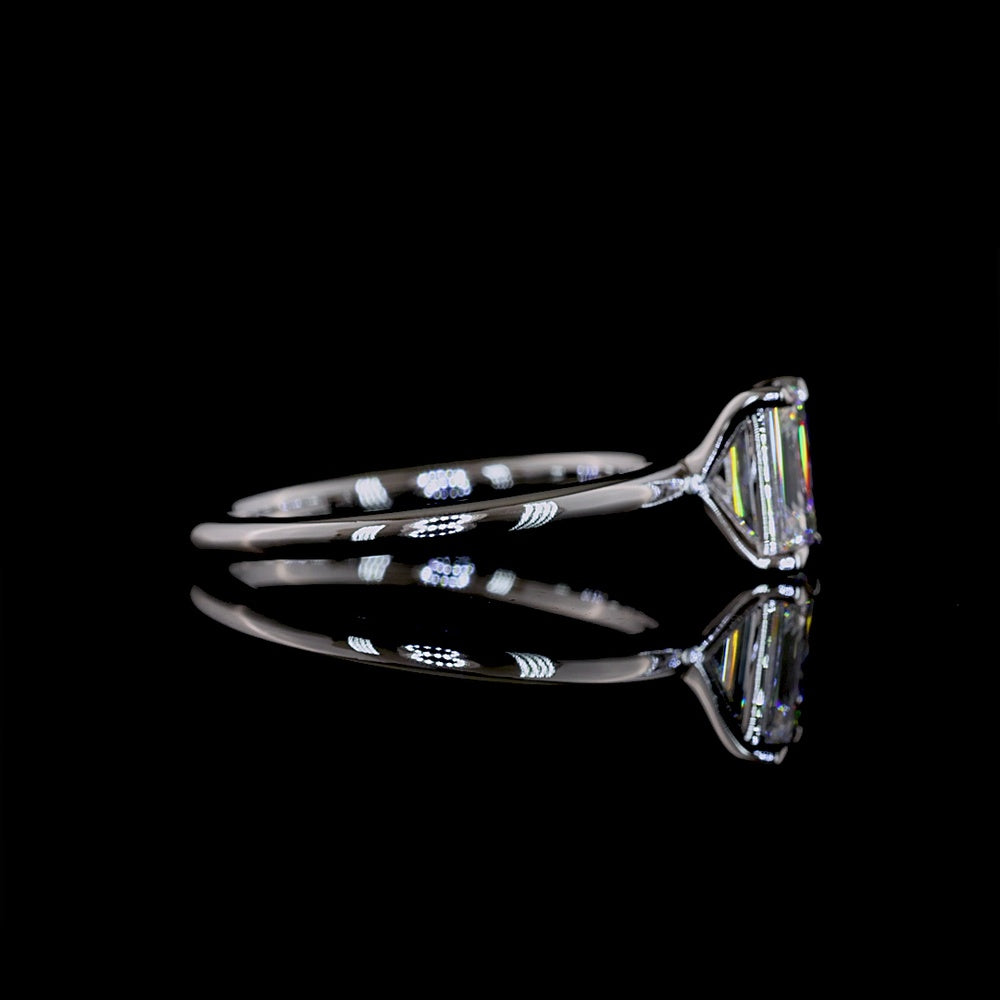 14K White Gold Emerald Cut Solitaire Ring with 1.04 Carat Lab Grown D VS1 Diamond - IGI Certified - Covaloro Fine Jewelry