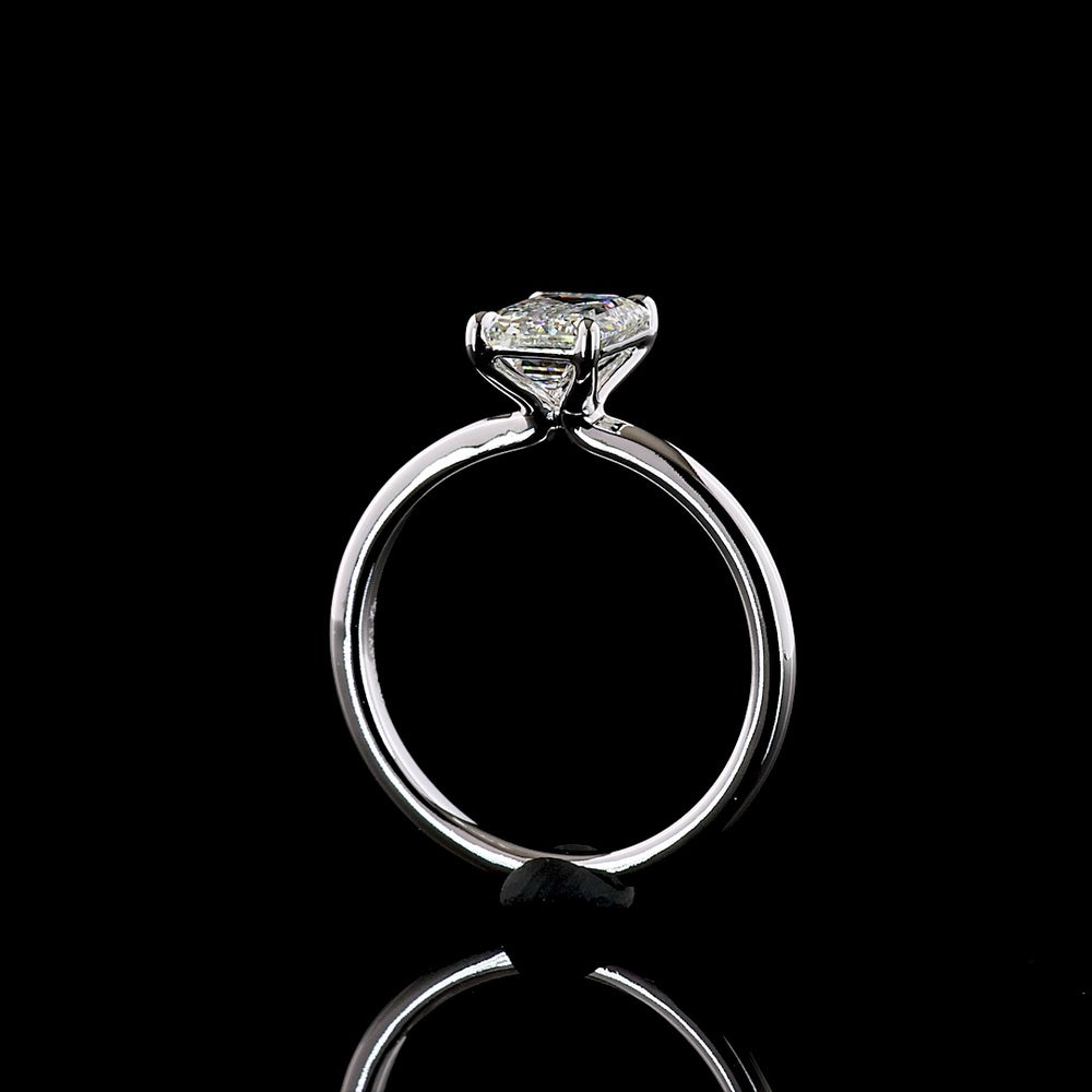14K White Gold Emerald Cut Solitaire Ring with 1.54 Carat Lab Grown Diamond - E-F Color VVS2 Clarity IGI Certified - Covaloro Fine Jewelry