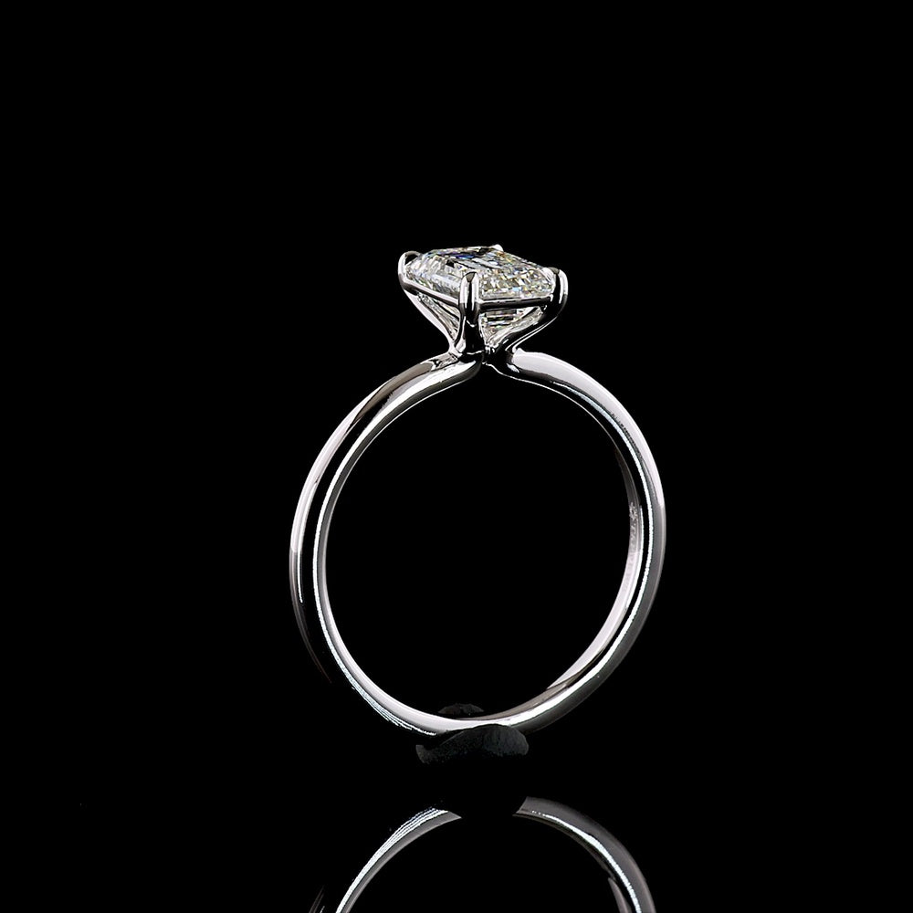 14K White Gold Emerald Cut Solitaire Ring with 1.54 Carat Lab Grown Diamond - E-F Color VVS2 Clarity IGI Certified - Covaloro Fine Jewelry
