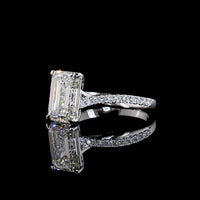 14K White Gold Emerald Cut Solitaire Ring with Diamond Pavé Shank - 2.77 Carats Total Diamond Weight (2.53 Carats Center, F VVS2 Lab Diamond, IGI Certified) - Covaloro Fine Jewelry