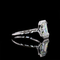 14K White Gold Emerald Cut Solitaire Ring with Half Bezel Setting - 2.66 Carat Lab Diamond (E-F VVS1) IGI Certified - Covaloro Fine Jewelry