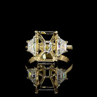 14K White Gold Emerald Cut Solitaire Ring with Half Bezel Setting & Baguette Diamond Shank - 3.68 Carats Total Diamond Weight featuring 3.01 Carats D VVS2 Center Lab Diamond - Covaloro Fine Jewelry