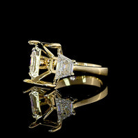 14K White Gold Emerald Cut Solitaire Ring with Half Bezel Setting & Baguette Diamond Shank - 3.68 Carats Total Diamond Weight featuring 3.01 Carats D VVS2 Center Lab Diamond - Covaloro Fine Jewelry