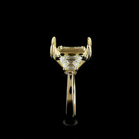 14K White Gold Emerald Cut Solitaire Ring with Half Bezel Setting & Baguette Diamond Shank - 3.68 Carats Total Diamond Weight featuring 3.01 Carats D VVS2 Center Lab Diamond - Covaloro Fine Jewelry