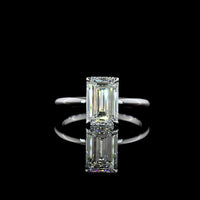 14K White Gold Emerald Cut Solitaire Ring with North-South F VVS2 Lab Diamond - 2.50 Carat Total Weight - Covaloro Fine Jewelry