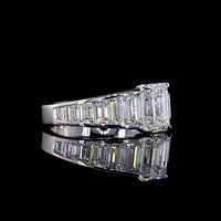 14K White Gold Emerald Cut Special Ring with Baguette Diamond Side Stones - 2.98 Carat Total Weight Lab Grown Diamonds (E VVS2 Center) - Covaloro Fine Jewelry