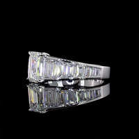 14K White Gold Emerald Cut Special Ring with Baguette Diamond Side Stones - 2.98 Carat Total Weight Lab Grown Diamonds (E VVS2 Center) - Covaloro Fine Jewelry