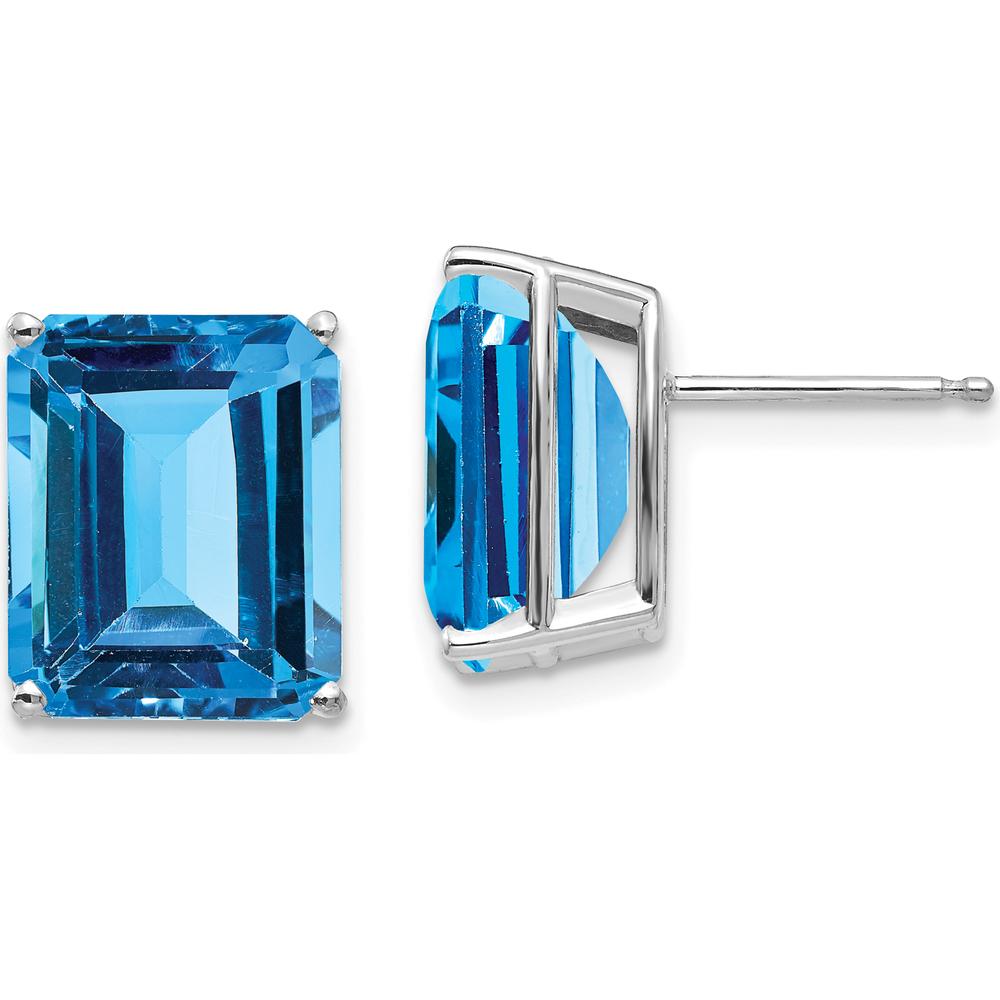 14K White Gold Emerald Cut Stud Earrings with Center Stone Mounting - 12x10mm Octagon Shape by Monteluci Fine Jewelry