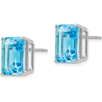 14K White Gold Emerald Cut Stud Earrings with Center Stone Mounting - 12x10mm Octagon Shape by Monteluci Fine Jewelry