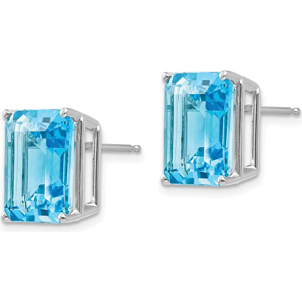 14K White Gold Emerald Cut Stud Earrings with Center Stone Mounting - 12x10mm Octagon Shape by Monteluci Fine Jewelry