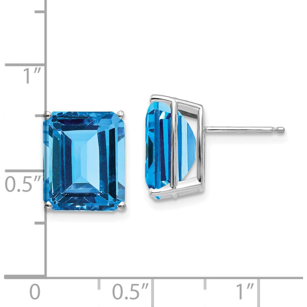 14K White Gold Emerald Cut Stud Earrings with Center Stone Mounting - 12x10mm Octagon Shape by Monteluci Fine Jewelry