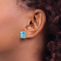 14K White Gold Emerald Cut Stud Earrings with Center Stone Mounting - 12x10mm Octagon Shape by Monteluci Fine Jewelry