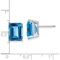 14K White Gold Emerald Cut Swiss Blue Topaz Stud Earrings - 4.0 Carat Total Weight by Monteluci Fine Jewelry