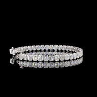 14K White Gold Emerald Cut Tennis Bracelet with Bezel Set Lab Diamonds - 10.25 Carat Total Weight (39 Stones, E-F Color, VS2 Clarity) - Covaloro Fine Jewelry