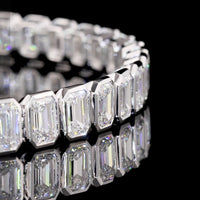 14K White Gold Emerald Cut Tennis Bracelet with Bezel Set Lab Diamonds - 10.25 Carat Total Weight (39 Stones, E-F Color, VS2 Clarity) - Covaloro Fine Jewelry